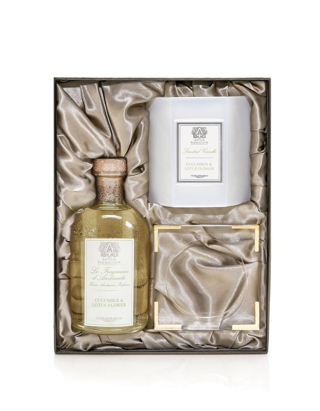 Acrylic Home Ambiance Gift Set: Cucumber & Lotus Flower